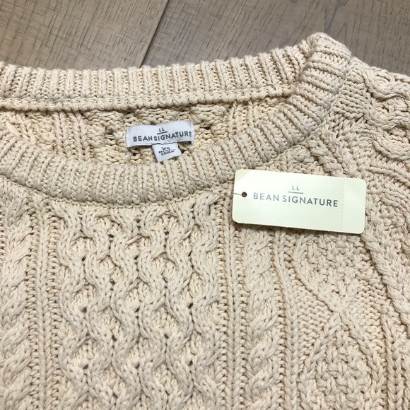 L.L. Bean Fisherman Sweater Tunic Womens Size XS Beige Signature Cotton Pullover - Picture 3 of 12